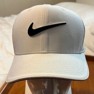Nike White Baseball Cap with Black Swoosh